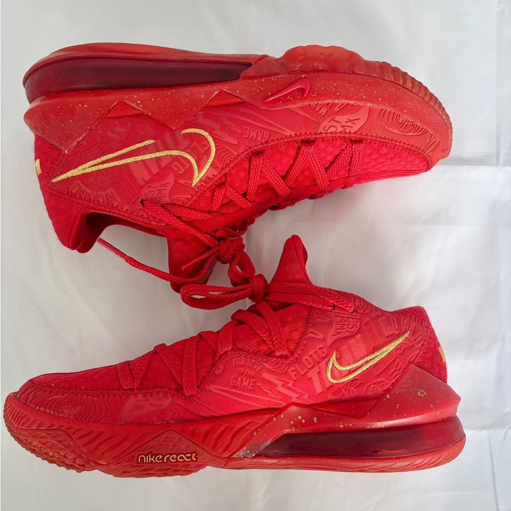 Nike LeBron 17 Low Shoes Mens Size 8 Red Gold Basketball CD5008-600 Sneakers
